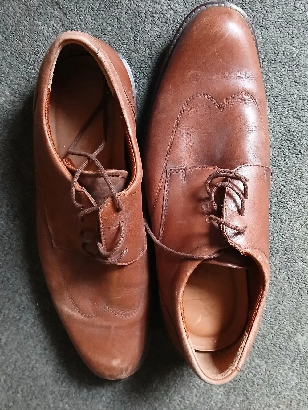 Ecco Brown Men's Leather Lace-Up Dress Shoes Size 44